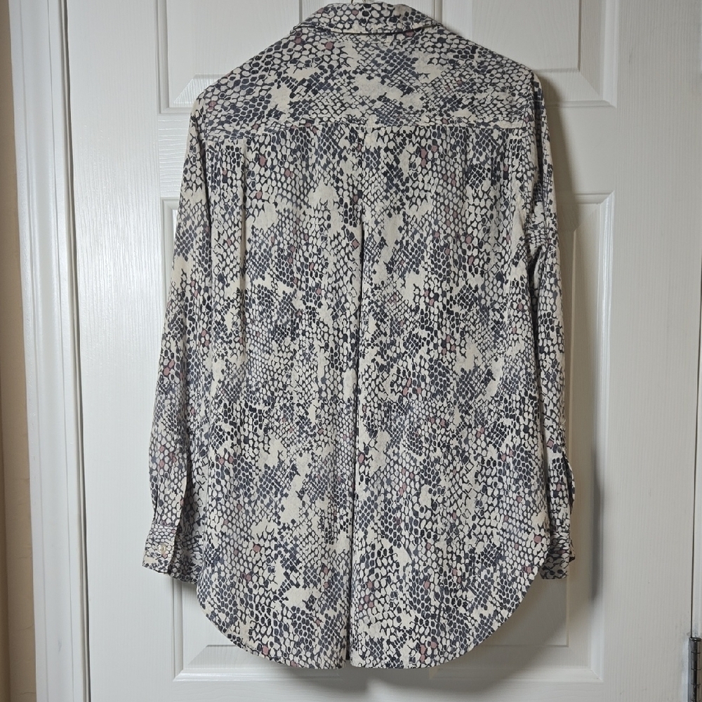 Velvet Hearts M 🤘🏼Snakeskin B&W+Pink Long Sleeve Button-up VTG ROCKER SHIRT🎸 - Picture 6 of 9